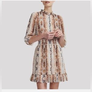 Maje Brown and Cream Snake Print Mini Dress